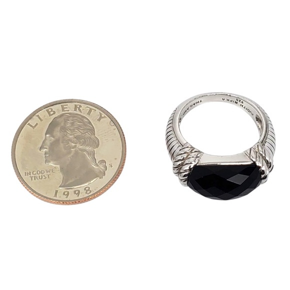 Judith Ripka Sterling Silver Faceted Onyx Ring Size 7 #21008 - Picture 8 of 8